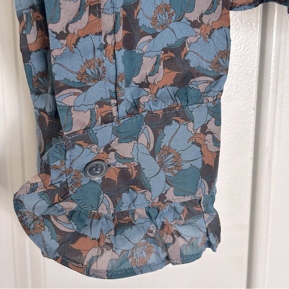 Gilber Gilmore Nicki Ruffle Cropped Cotton Button Down Blouse VTG Floral Print - Picture 6 of 10